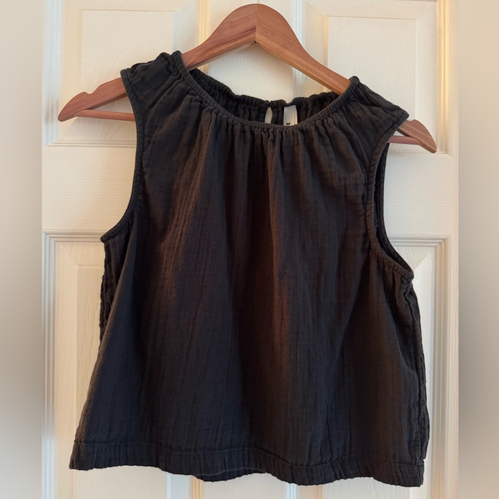 Pact Coastal Double Gauze Bubble Hem Tank Top ALTERED BOTTOM